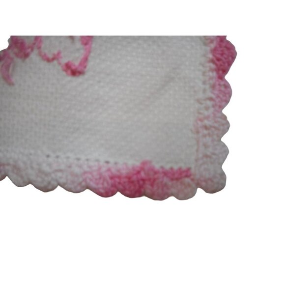Vintage hand embroidered floral Pink Lace Dresser scarf doily placemat runner #1 - Picture 2 of 6